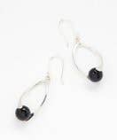 Onyx & Sterling Silver Oval Drop Earrings