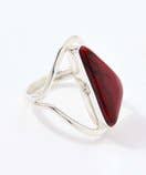 RED Agate & Sterling Silver Triangle Ring